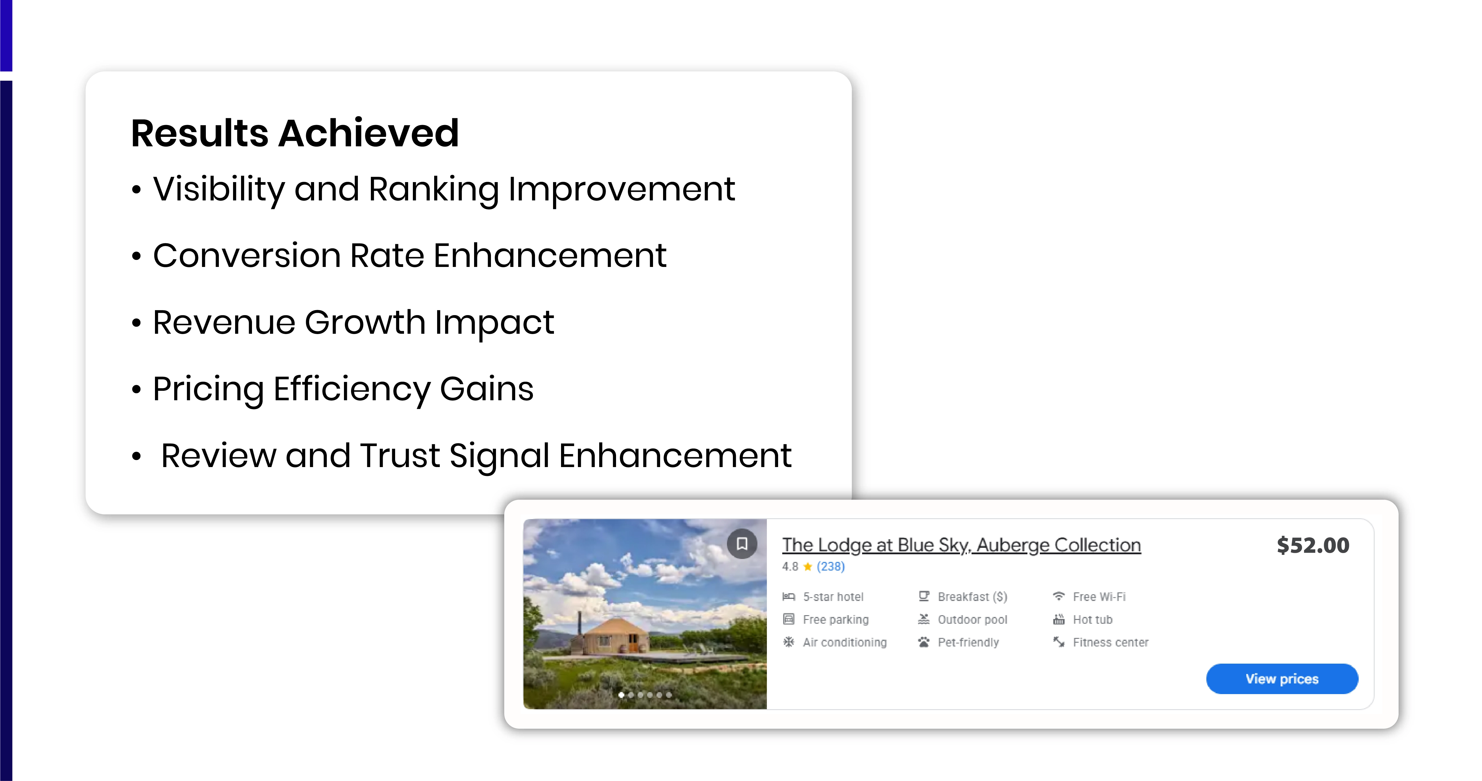 Results Achieved - Google Hotels Metasearch Optimization